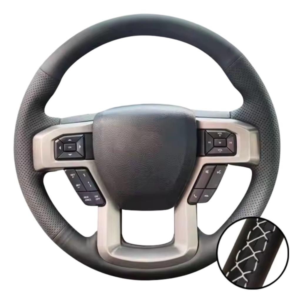 Braid Perforated Artificial Leather King Ranch Lariat Platinum XL XLT 2015-2017 Volant Steering Wheel Cover For Ford F-150