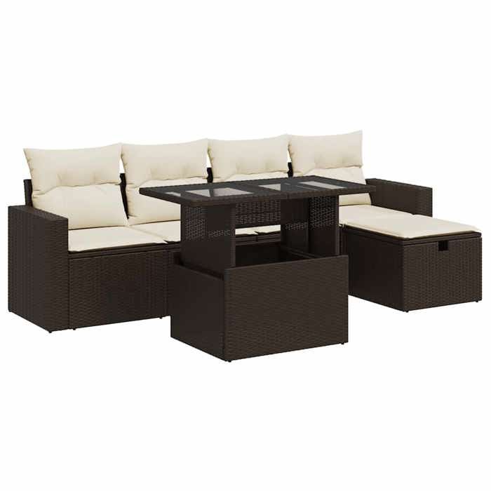 VidaXL Salon de jardin avec coussins 6 pcs marron résine tressée 3327813