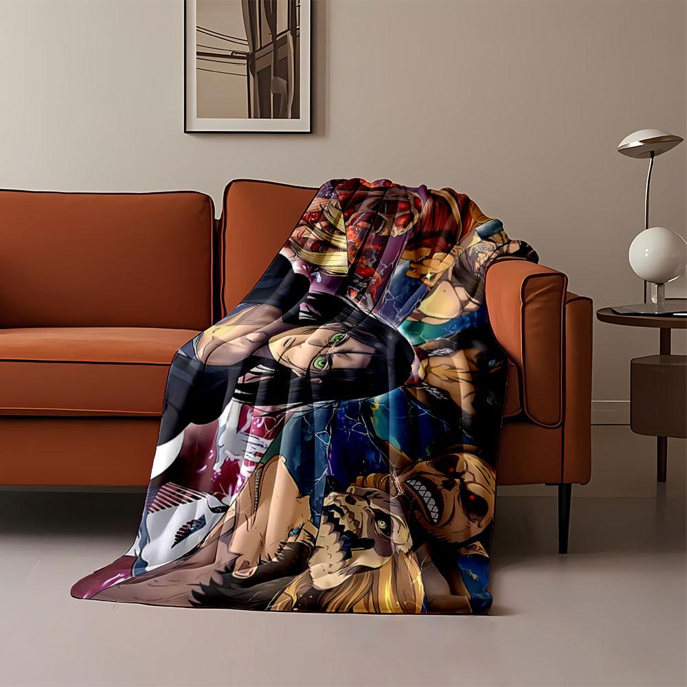 A Central Figure Surrounded by Shards of Powerful Titan Characters. for All Seasons Blanket Lunch Break Throw Gift