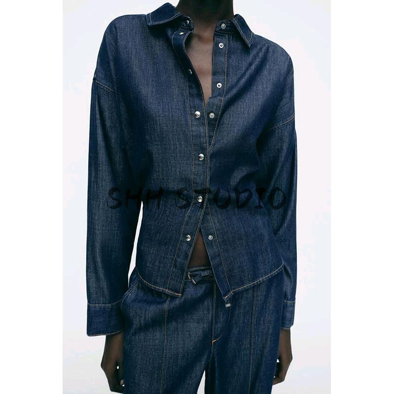 Spring New Women's Clothing High Waist Wide Leg Jogging Jeans 4083023 Loose Denim Shirt 4083024