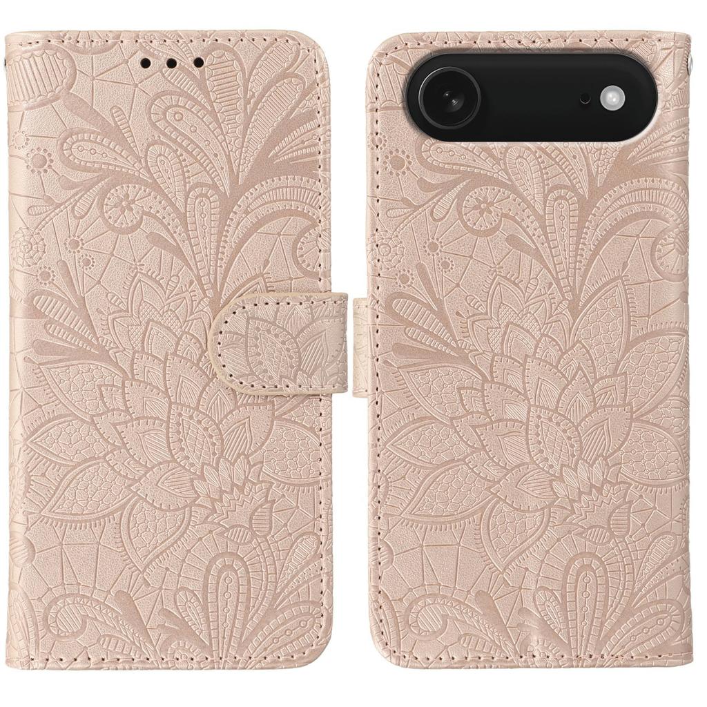 For iPhone 17 Air Case Lace Flowers PU Leather Flip Wallet Phone Cover