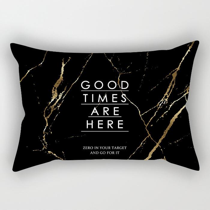 Nordic Gold Czarno-Biały Marmur Geometryczny Długi Pasek Poszewka na Poduszkę Samochód Biuro Poduszka Lędźwiowa Pokrowiec Lędźwiowy