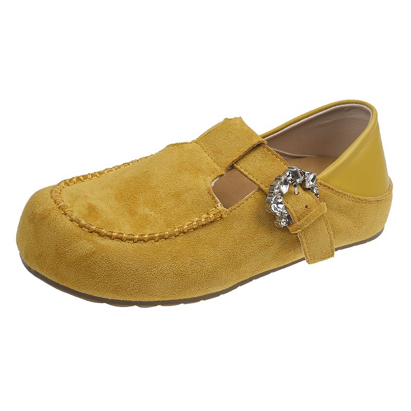 Fashion 2025 Spring New Retro Style Belt Buckle Flat Single Shoes Slip-on Casual Loafers