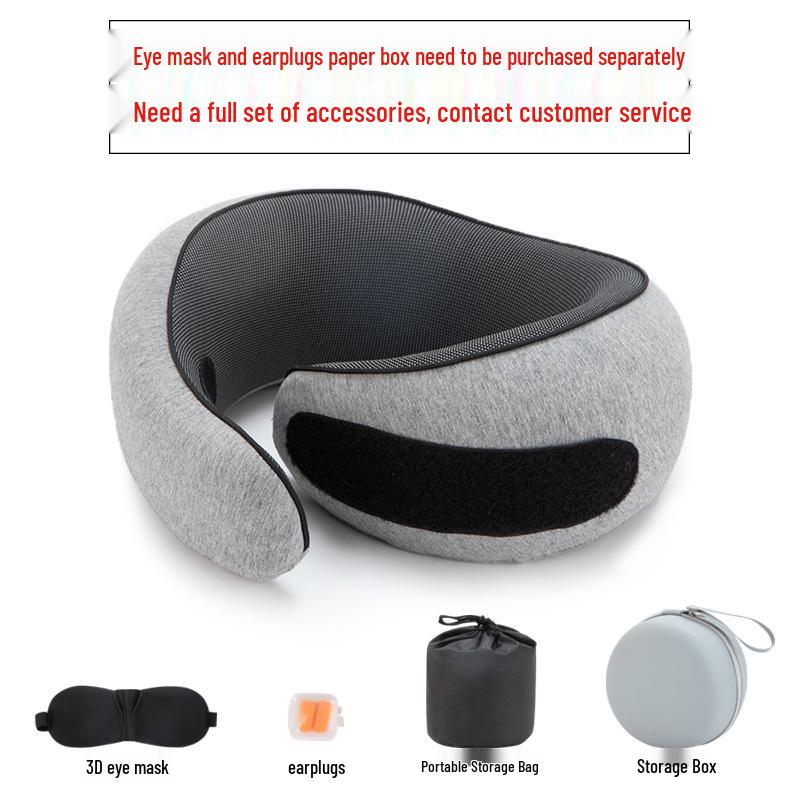 Cross-Border Memory Foam U-Shaped Travel Pillow for Office, Nap, Driving, and Airplane Neck Support.