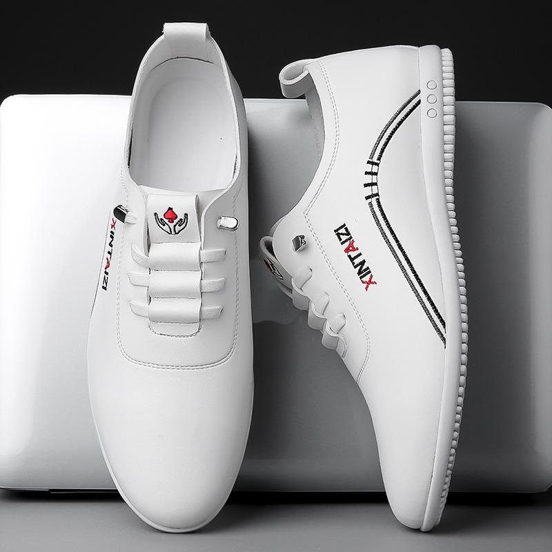 Fashion Fashionable Men's PU Leather Shoes Soft Leather Sneakers Soft Soled Business Casual Shoes Lightweight Bean Shoes Mens Loafers