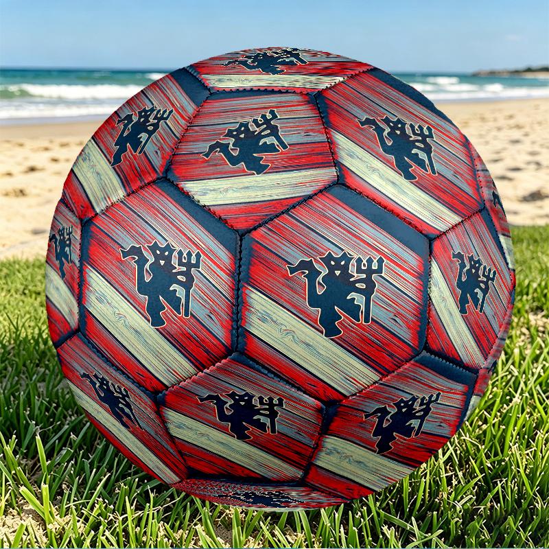 Manchester United F.C Print Size 5 Soccer Ball, PU Wear Resistant Football for Match Training and Daily Practice, Birthday Gift for Soccer Fans