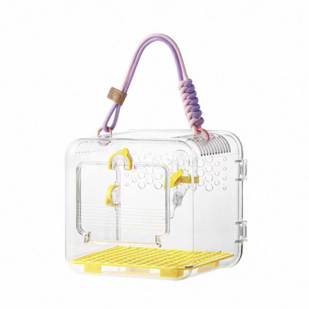 Porte-oiseau Portable Cage de Voyage Transparente pour Oiseaux Cage à Emporter pour Perroquets Voyages Courts