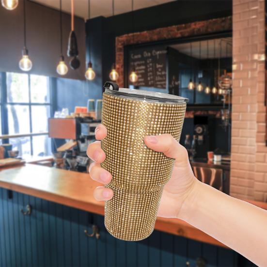 

Портативная бутылка для воды из нержавеющей стали 304 со стразами и шипами, бутылка для питьевой воды для кемпинга и спорта, бытовая 900ML серебряный