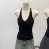 Pure Desire V-Neck Halter Knit Camisole - Slim Fit Open Back Summer Top for Women