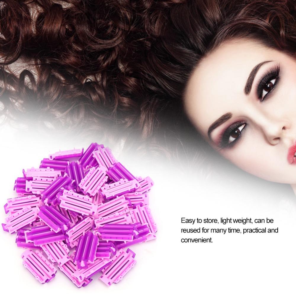 45pcs PP Perm Rods Set Purple Pink Color Curly Hair Makers Hair Perm Clips  Salon Use