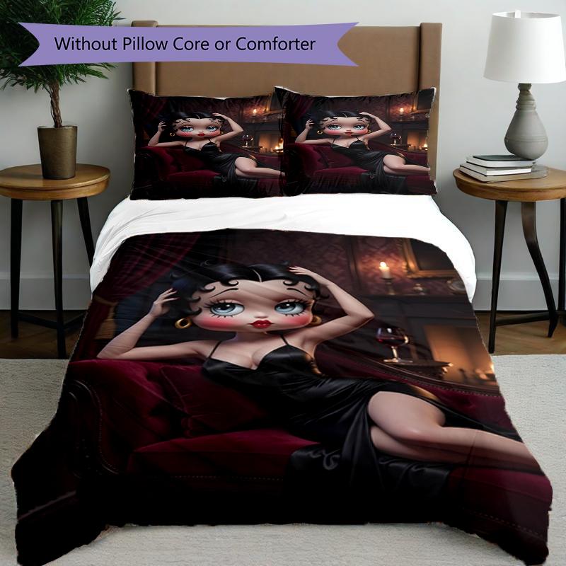 3pcs Duvet Cover Set (1*Duvet Cover + 2*Pillowcase, Without Core),doll Print Bedding Set, Bedroom Decor, All‑Season, Birthday Gift