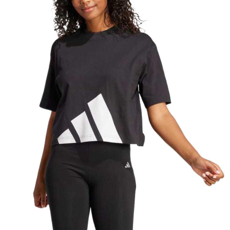 adidas Essentials Loose Fit Crew Neck Comfortable Short Sleeve Drop Shoulder T-Shirt Women T-Shirts Black JG8736