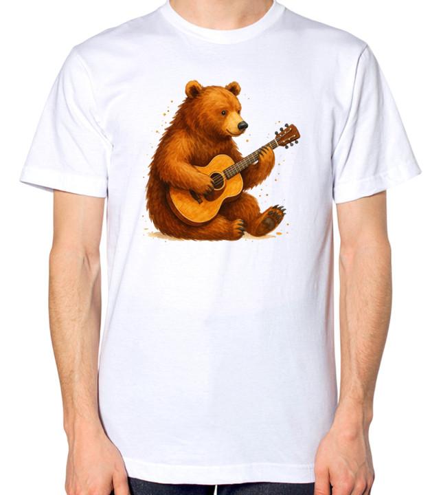 Bear Playing Guitar Unisex T-Shirt S разноцветный