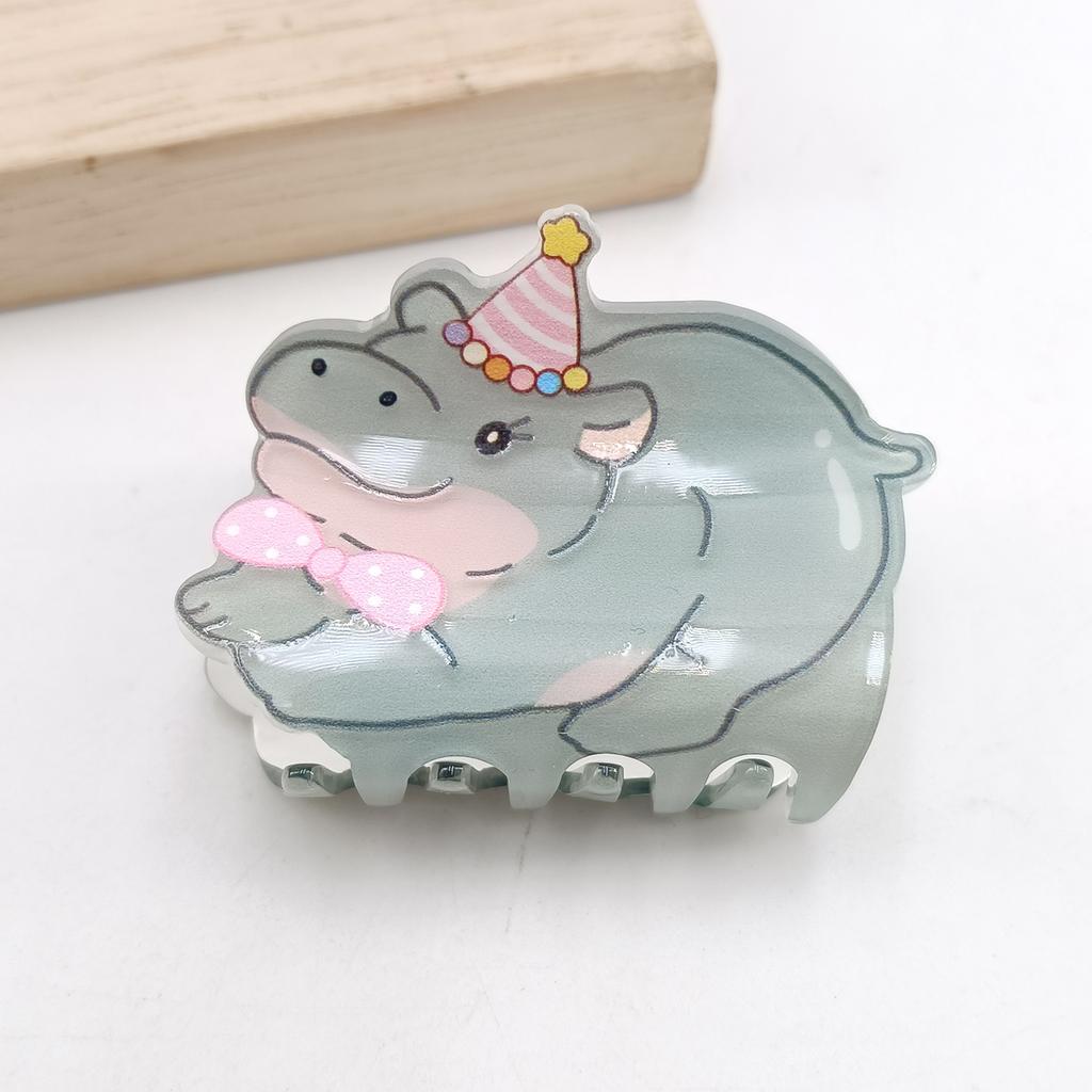 Cute Miss Hippo Hair Claw Flower Acrylic Small Shark Clip Set Headwear Geometry Cartoon Capybara Hair Clip For Girls