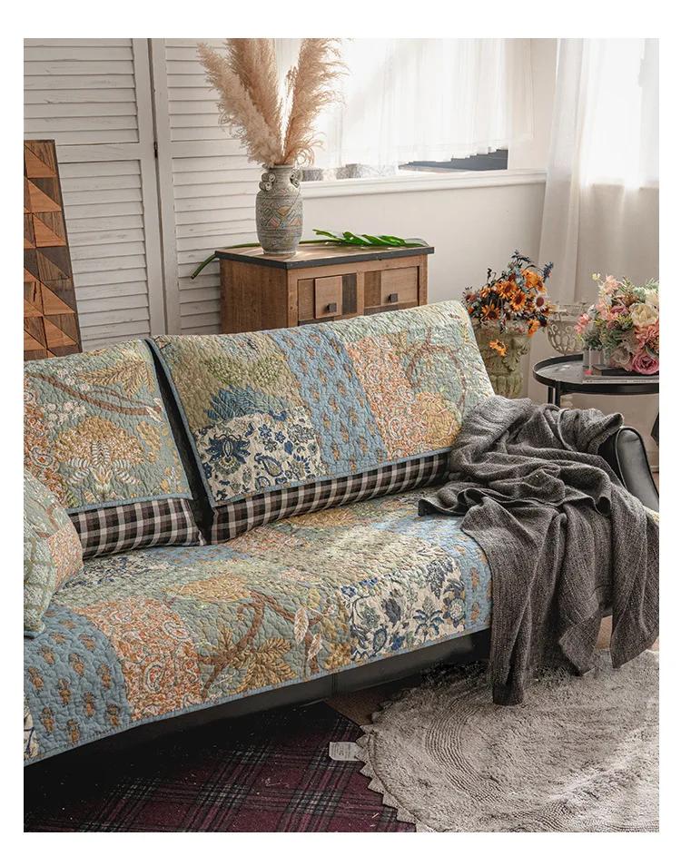 Cuscino per divano vintage di alta qualità, fodera per divano in tessuto di cotone, federa per cuscino in stile americano, asciugamano per cuscino per divano in tessuto jacquard.