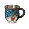 Christmas Tea Cup with Holiday Relief Pattern, Molded Shell, Metal Inner Cup for Gift Use and Winter Table Service