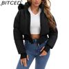 BITCED Spring/Autumn Lightweight Flight Jacket Women's Casual Long-Sleeved Coat Loose-Fit Stand Collar Baseball Jacket