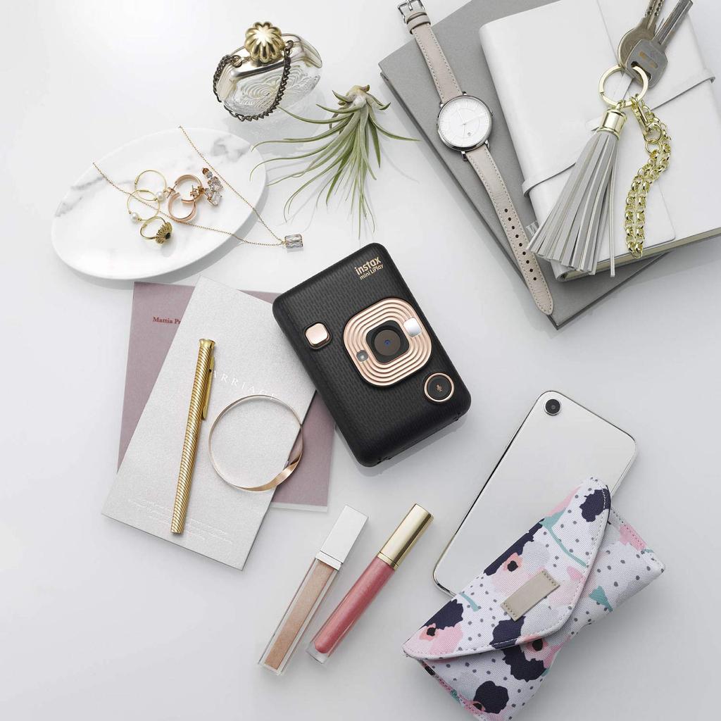 Instax Mini LiPlay Hybrid Instant Photo Camera and Printer with LCD Screen and Mini Film Elegant Black 2-in-1 2.7-inch Form,