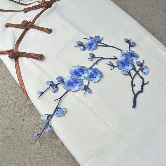 Cherry Blossom Iron-On Patch Blossom Plum Applique Patch Embroidered Flower Vines DIY Trim for Jeans Garment Women Clothing Jacket Backpack