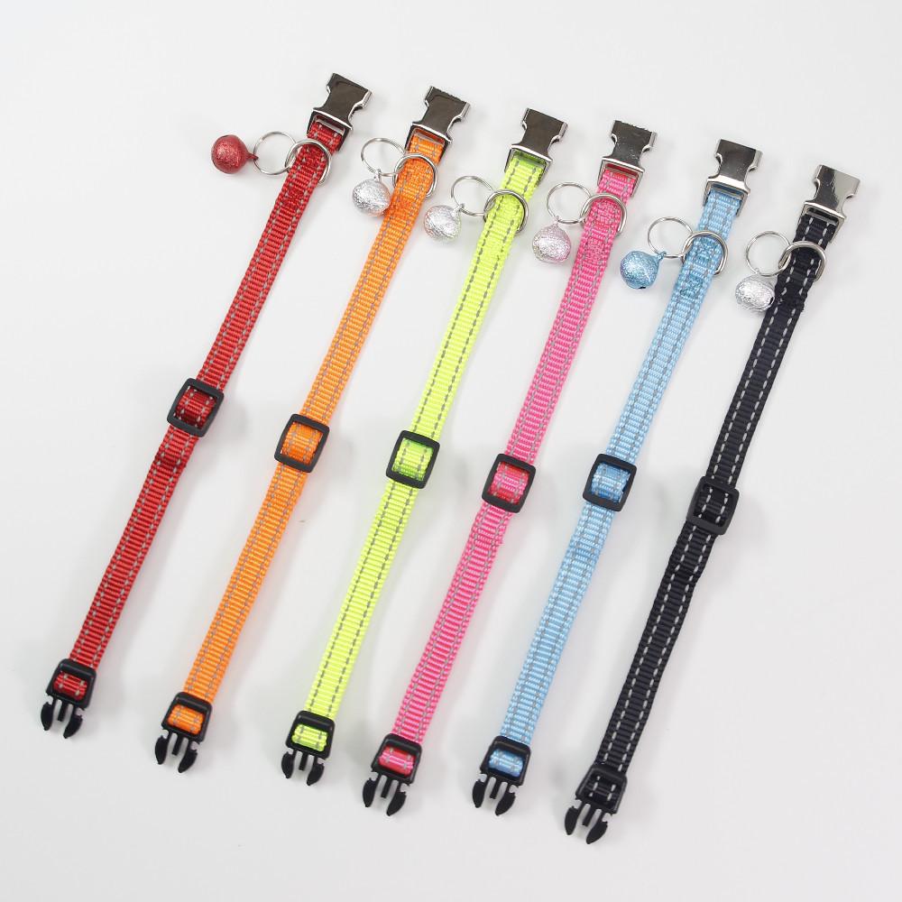 Reflective Nylon Cat Collar with Bell, Engraved Adjustable Anti-Lost Feature