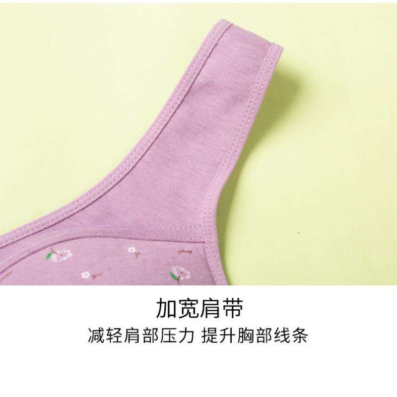 Plus Size Front Closure Vest Style No Wire Printed Bra For Women