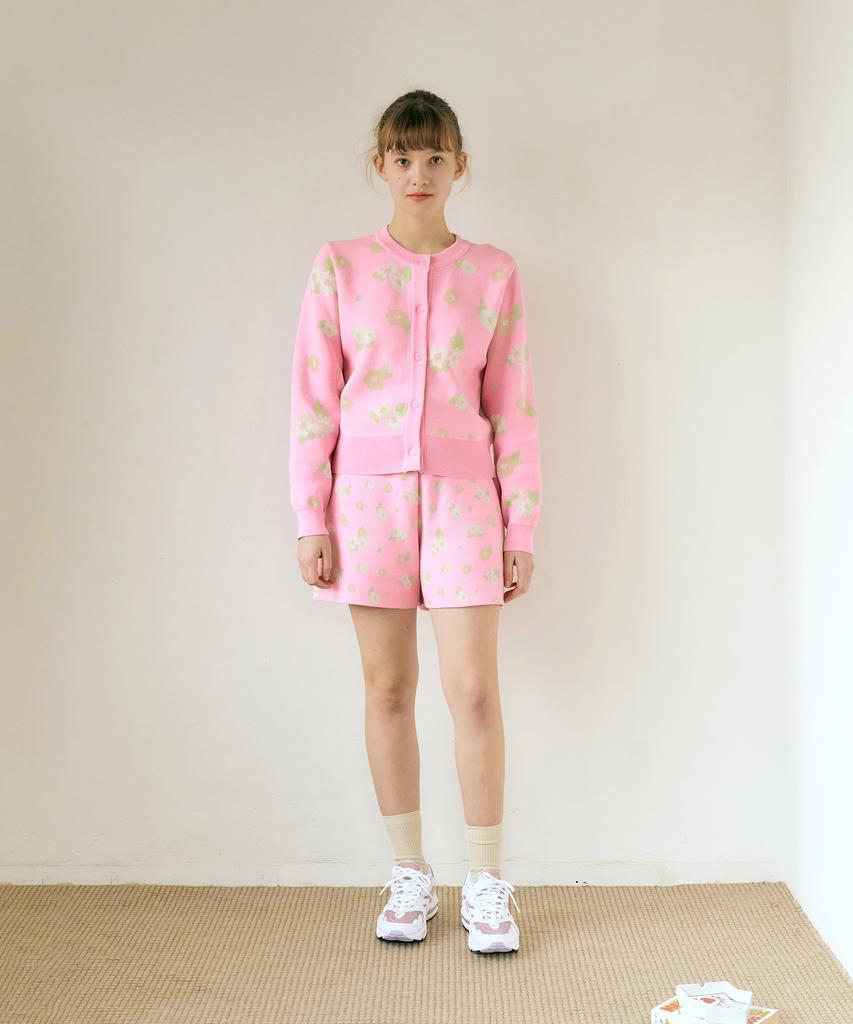 MARGARIN FINGERS Spring Flower Knit Shorts (Pink)