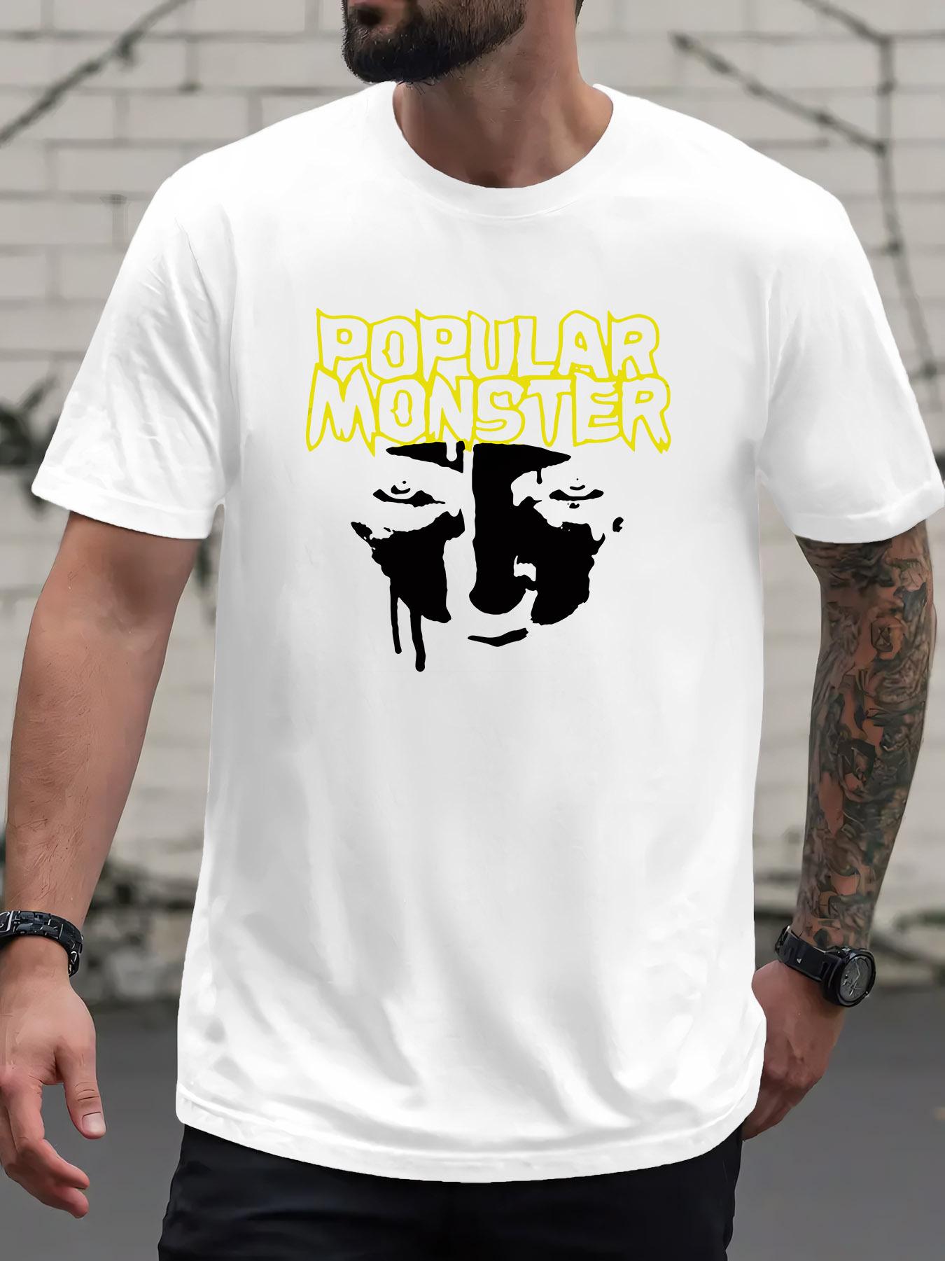 Popular Monster Graphic T-shirt - Black & Yellow Print L