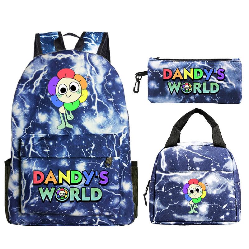 Dandy's World Game Merchandise Printed Primary and Secondary School Schoolbag Three-piece Set Foreign Trade Popular Children's Backpack