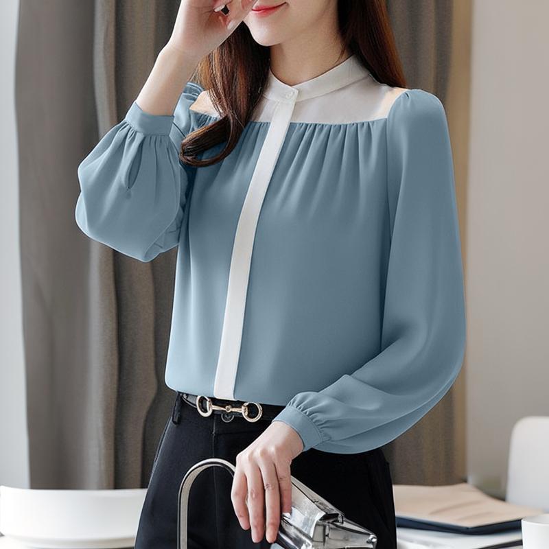 

Жіноча повсякденна блуза з круглим вирізом і довгим рукавом ZANZEA 5XL синій