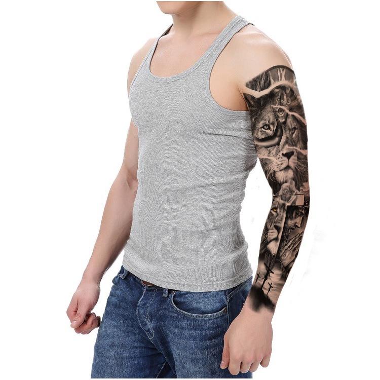 Full Arm Flower Arm Big Pattern Wind Lion Wolf Sexy Simulation Tattoo Water Transfer Tattoo Sticker