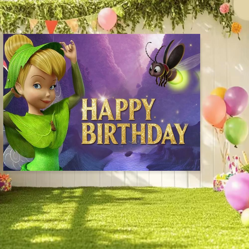 Peter Pan Tinker Bell Birthday Party Decoration Cake Topper Balloon Princess Forest Elf Background Banner Boy Girl Gifts