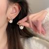 Elegant White Shell Heart Pearl Earrings For Women Sweet Gold Tone Dangle Earrings