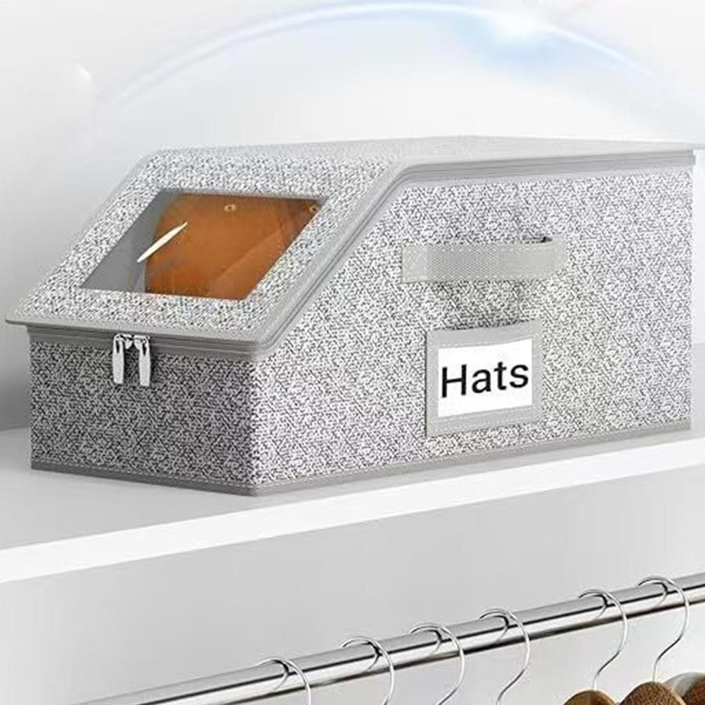 Stackable Hat Organizer Box Holds 24 Baseball Caps Space Saving Dustproof Caps Storage Container for Closet Shelf Organization