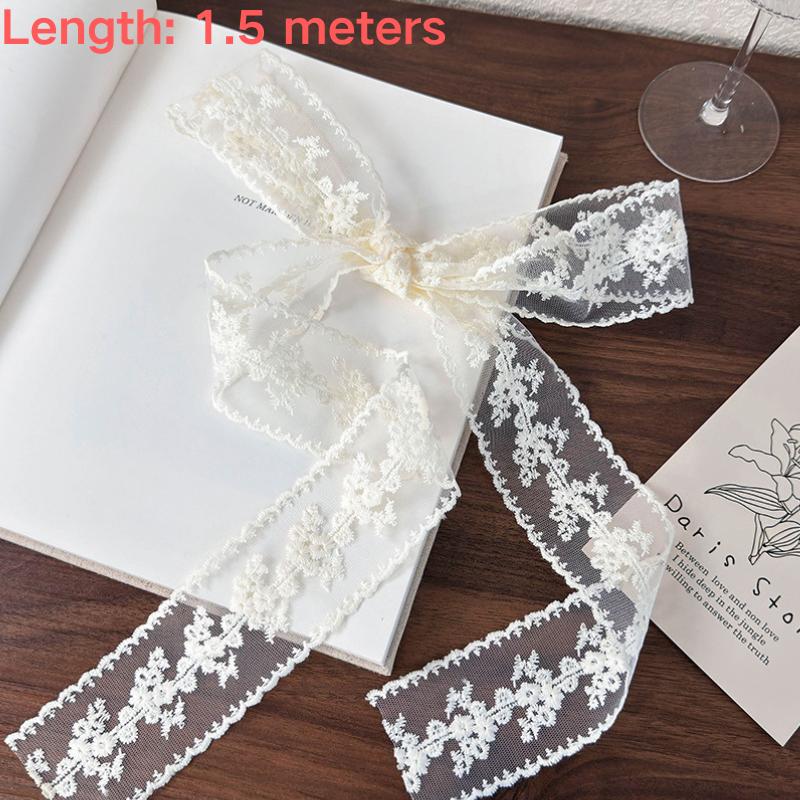 French Lace Scarf Summer Hollow Embroidery Long Ribbon And Belt Tie Hair Band Bags Handle Decor Long Scarfs