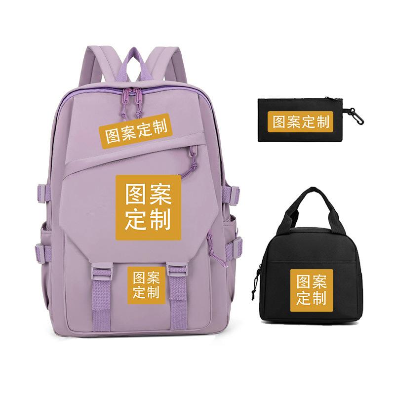 Come to the picture to make a student schoolbag cross-border fashion children's meal bag casual pencil bag combination three-piece set,