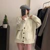 V-neck Pocket Knitted Cardigan Autumn and Winter New Loose Lazy Soft Waxy Design Sweater Jacket Women