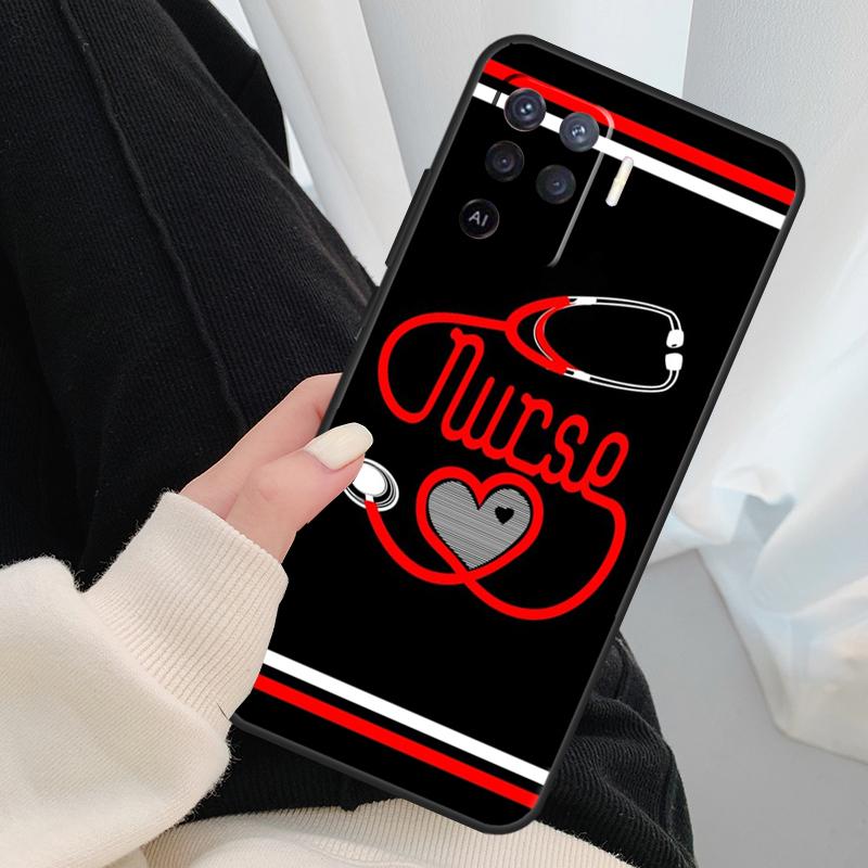 Cute Stethoscope Heart Case For Oppo A40 A60 A80 A5 Pro A15 A16 A17 A57 A77 A94 A74 A54 A76 A96 A18 A38 A58 A78 A98
