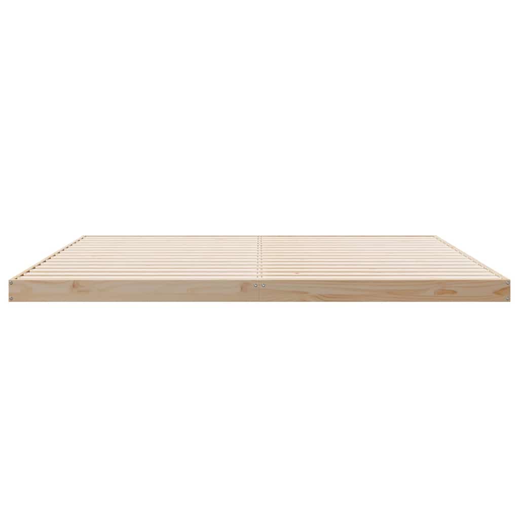 Floor Bed Frame Natural 213.5 x 204 x 9 cm Solid Pine Wood