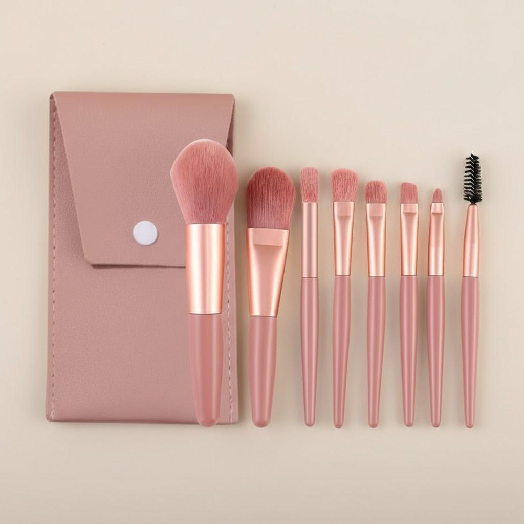 8Pcs Mini Portable Travel Soft Makeup Brushes Set Eye Shadow Foundation Powder Lip Concealer Blush Brush for Daily Beauty