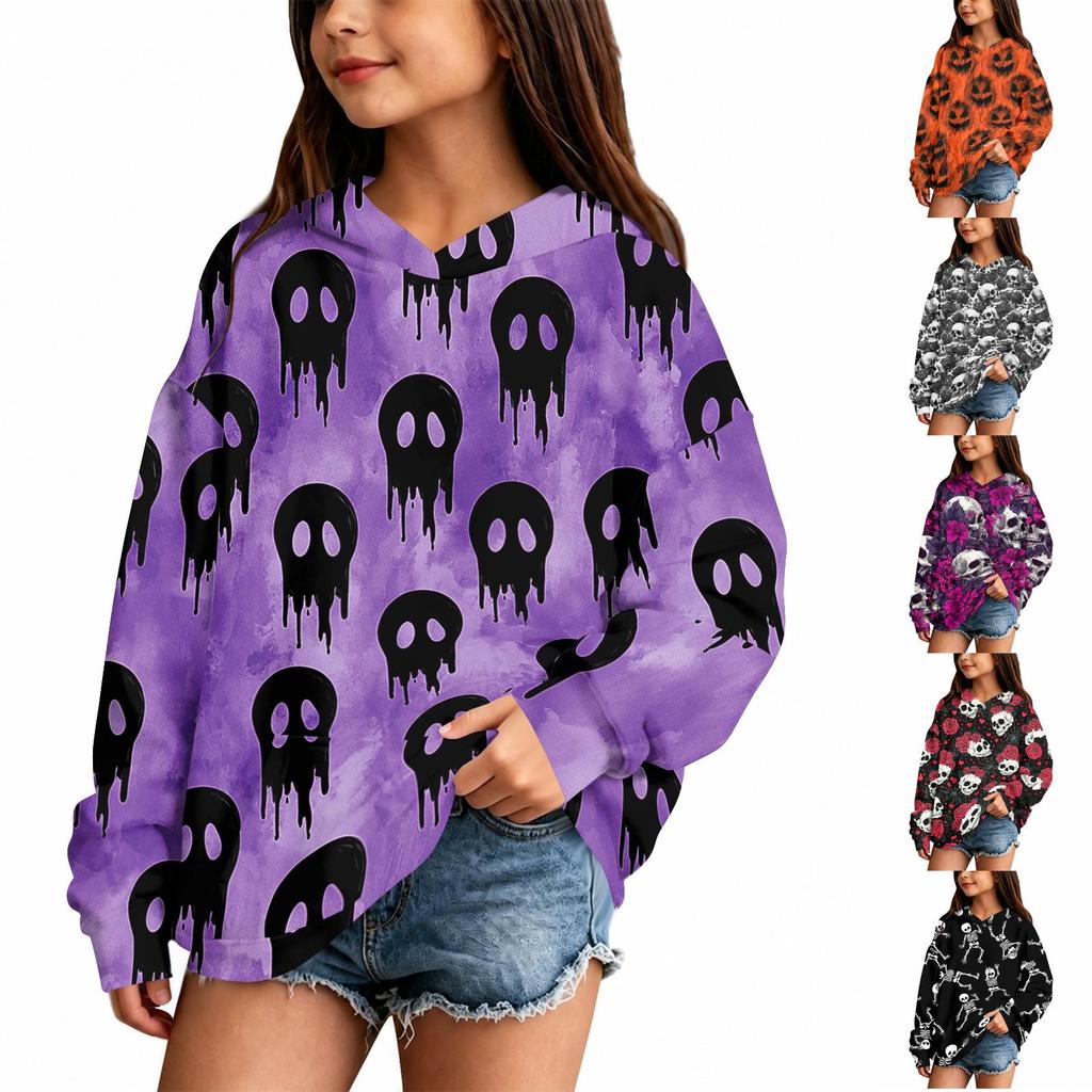 Kids' Casual Halloween Print Hoodie Sweatshirt for Boys and Girls
