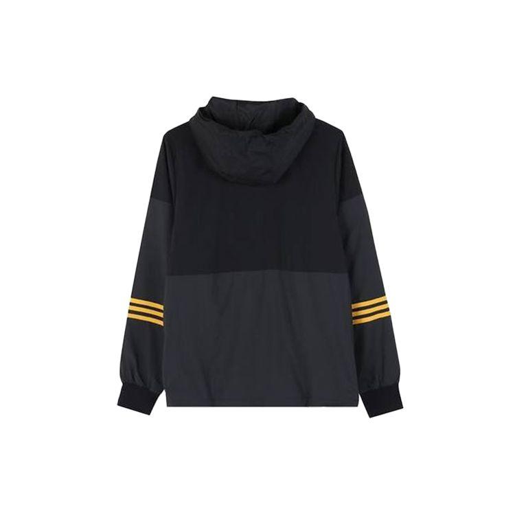 Adidas Neo Casual Sports Spliced Hooded Windbreaker Jacket Men Outerwear Black FK9947