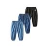 Summer Anti-Mosquito Pants for Boys and Girls, Lightweight Denim Loose Nine-Point Pants, Shark Embroidered Wide-Leg Pants for Young Children
