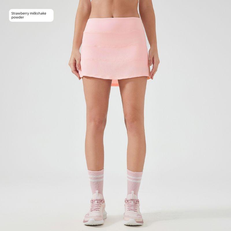 Foreign Trade New Sports Short Dress Women Summer Ice Feeling Quick-Drying Breathable Fake Two Pieces Anti-exposure Yoga Skirt Fitness Tennis Skirt