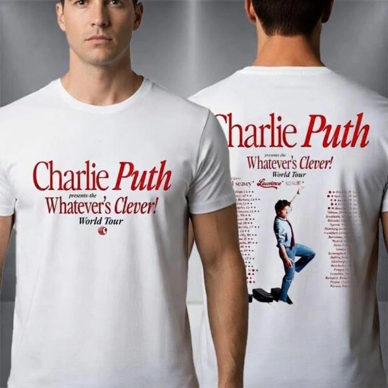 Charlie Puth World Tour Shirt 2026, Charlie Puth Concert Tee, Whatever’s Clever XL