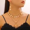 Natural Seashell Layered Necklace Tassel Earrings Set Ocean-Inspired Jewelry Beach Vacation Style Elegant Gift for Women Summer Coastal Lovers