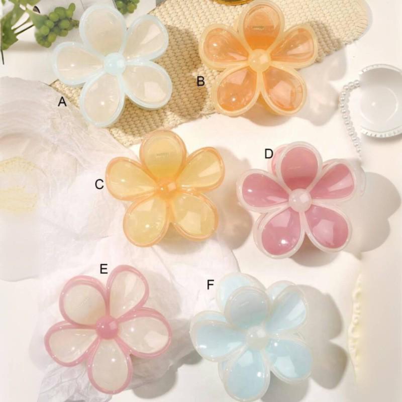European Jelly Color Flower Claw Clip - Summer Beach Hair Accessory