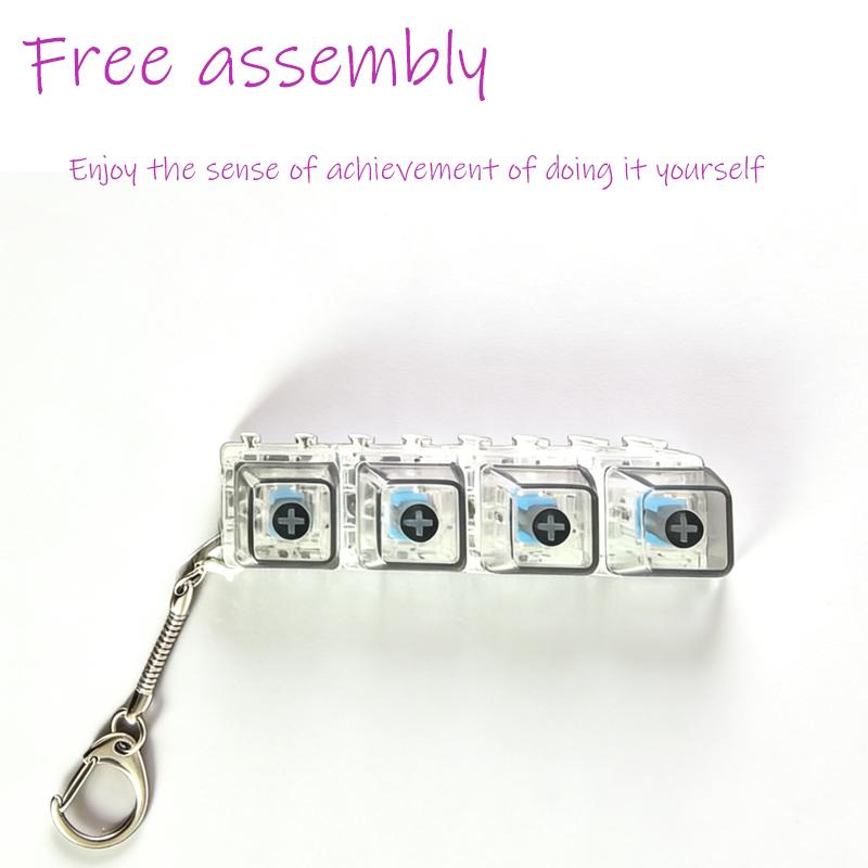 *Led Free Assembly Keyboard Keychain Fidget Toy Crystal Clicker Sensory Toy Stress Relief Keyboard Keychain Adult Children'S Toy