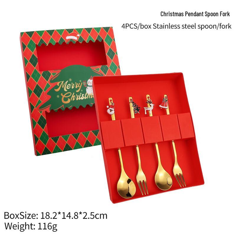 Abay Christmas Stainless Steel Spoon & Fruit Fork Gift Set