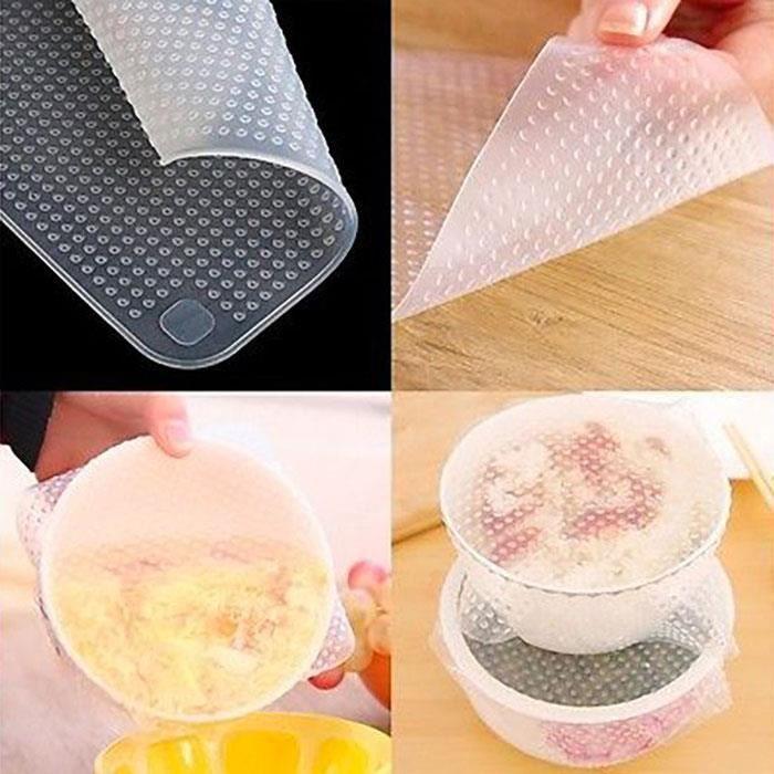 Lids - Set of 4 - Food Grade Silicone - Airtight - Reusable - Adjustable