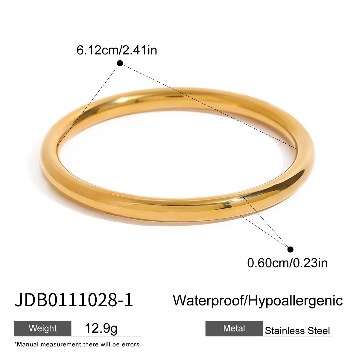 

Youthway High Quality Gold Plated Stainless Steel Smooth 6Mm 8Mm 10Mm Circle Bracelet Bangle Set For Women Fashion Jewelry Gift